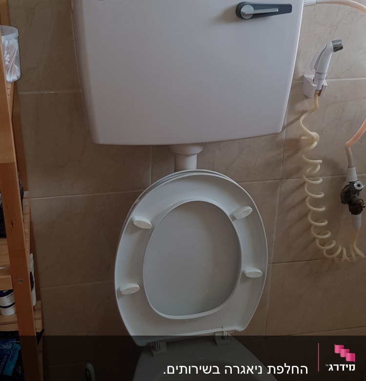 אסלה עם מיכל הדחה ומברשת ניקוי